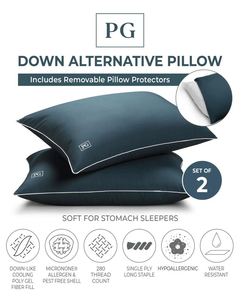 Pillow Guy Down Alternative Stomach Sleeper Soft Pillow with MicronOne Technology, Set of 2
