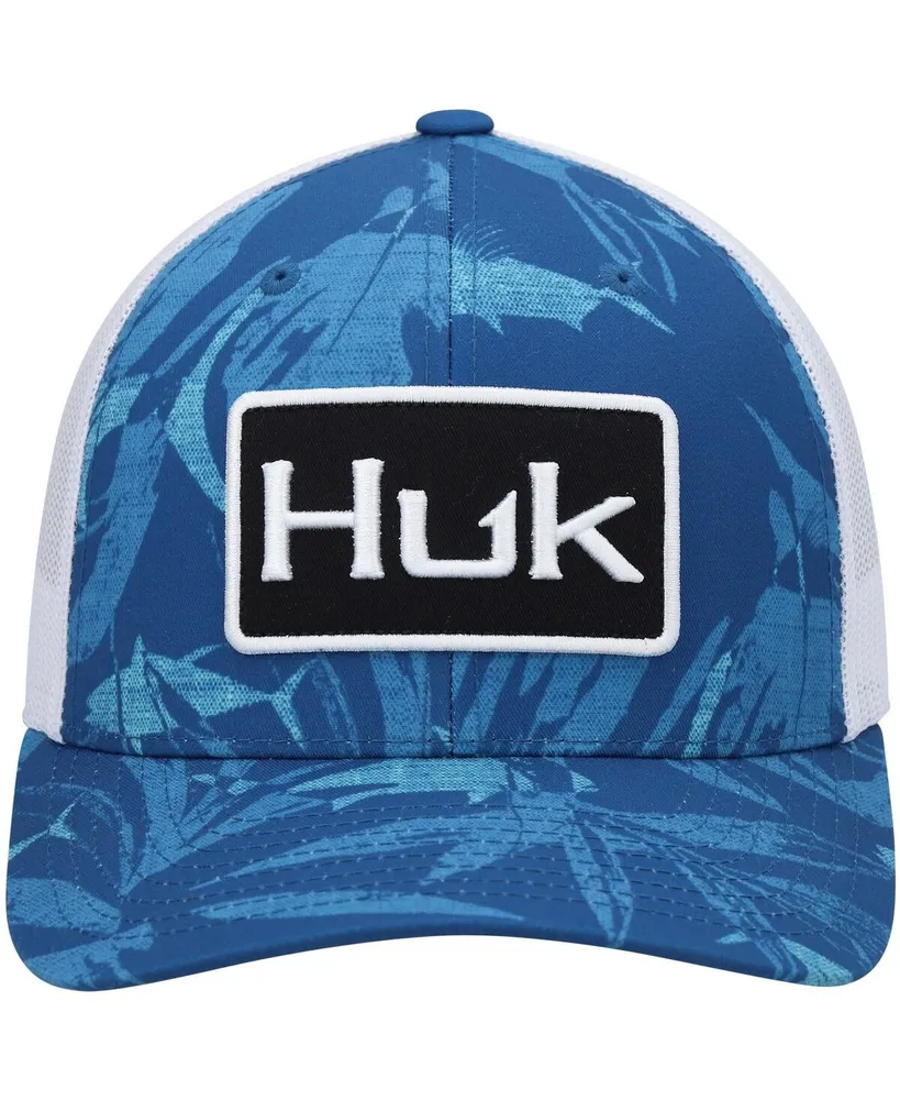 Men's Huk Blue Ocean Palm Trucker Snapback Hat