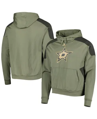 Men's adidas Olive Dallas Stars Military-Inspired Appreciation Pullover Hoodie