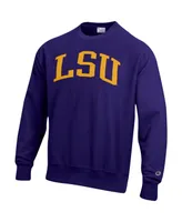 Men's Champion Purple Lsu Tigers Arch Reverse Weave Pullover Sweatshirt