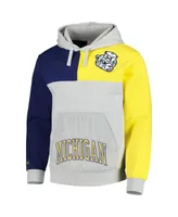 Men's Mitchell & Ness Heather Gray Michigan Wolverines Tie-Breaker Pullover Hoodie