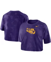 Women's Nike Purple Lsu Tigers Tie-Dye Cropped T-shirt