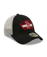 Men's New Era Navy, White Boston Red Sox Logo Patch 9FORTY Trucker Snapback Hat
