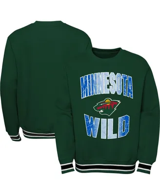 Big Boys and Girls Green Minnesota Wild Classic Blueliner Pullover Sweatshirt