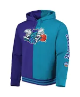 Men's Mitchell & Ness Purple, Teal New Orleans Hornets Big and Tall Hardwood Classics Split Pullover Hoodie