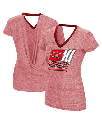 Women's Touch Heather Red 23XI Racing Halftime Back Wrap T-shirt
