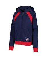 Women's Starter Navy Columbus Blue Jackets Wishbone Half-Zip Hoodie