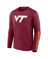 Men's Fanatics Maroon Virginia Tech Hokies Double Time 2-Hit Long Sleeve T-shirt