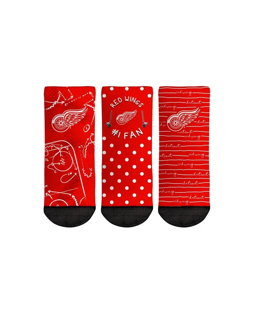 Toddler Boys and Girls Rock 'Em Socks Detroit Red Wings #1 Fan 3-Pack Crew Socks Set