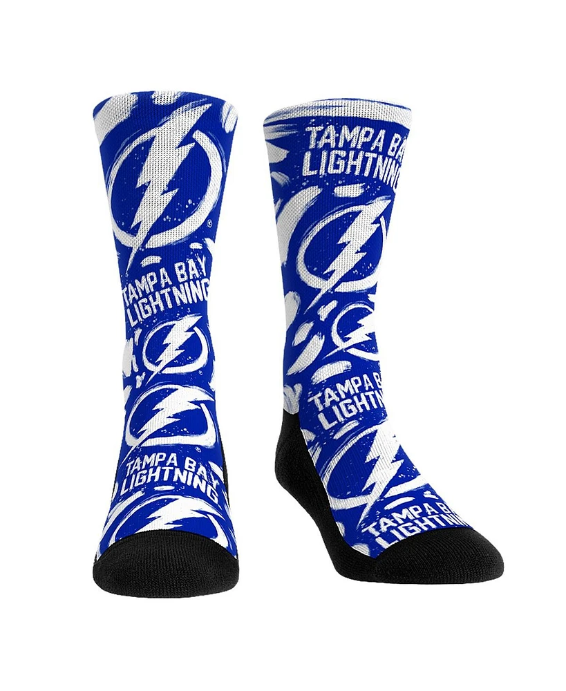 Men's and Women's Rock 'Em Socks Tampa Bay Lightning Allover Logo and Paint Crew Socks