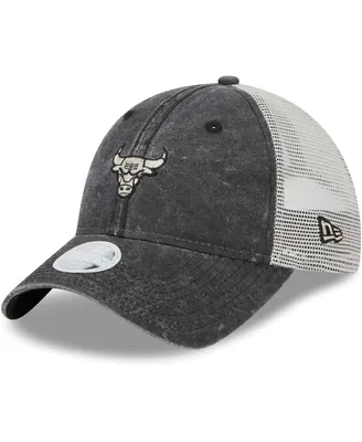 Women's New Era Black Chicago Bulls Micro Logo 9TWENTY Trucker Adjustable Hat