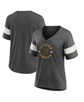 Women's Fanatics Heather Charcoal Boston Bruins Special Edition 2.0 Ring The Alarm V-Neck T-shirt