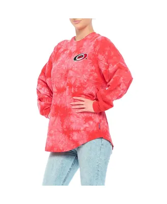 Women's Fanatics Red Carolina Hurricanes Crystal-Dye Long Sleeve T-shirt