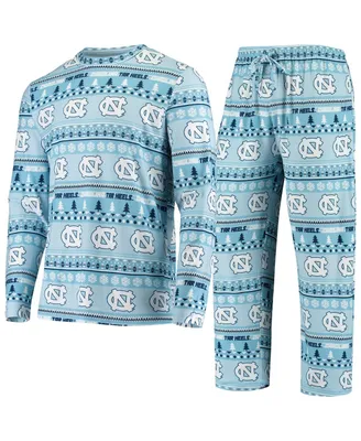 Men's Concepts Sport Carolina Blue North Tar Heels Ugly Sweater Knit Long Sleeve Top and Pant Set