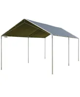 Outsunny 10'x20' Carport Heavy Duty Galvanized Car Canopy with Included Anchor Kit, 3 Reinforced Steel Cables