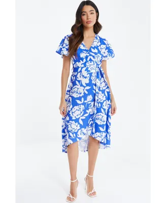 Quiz Women's Floral Printed Wrap Summer Dress