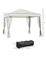 Outsunny Outdoor 10' x 10' Patio Gazebo Outdoor Pop-Up Canopy with Sidewalls, Instant Setup, 4 Mesh Walls for Party, Events, Backyard, Lawn