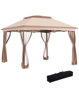 Outsunny 11' x 11' Pop Up Gazebo Outdoor Canopy Shelter with 2-Tier Soft Top, and Removable Zipper Netting, Event Tent with Large Shade