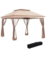 Outsunny 11' x 11' Pop Up Gazebo Outdoor Canopy Shelter with 2