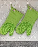 T-Fal Medallion Print Silicone and Cotton Twill Oven Mitt, Set of 2