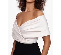 Betsy & Adam Petite Off-The-Shoulder Sweetheart-Neckline Gown