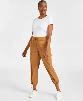 Style & Co Petite Solid Drawcord-Hem Utility Pants, Created for Macy's