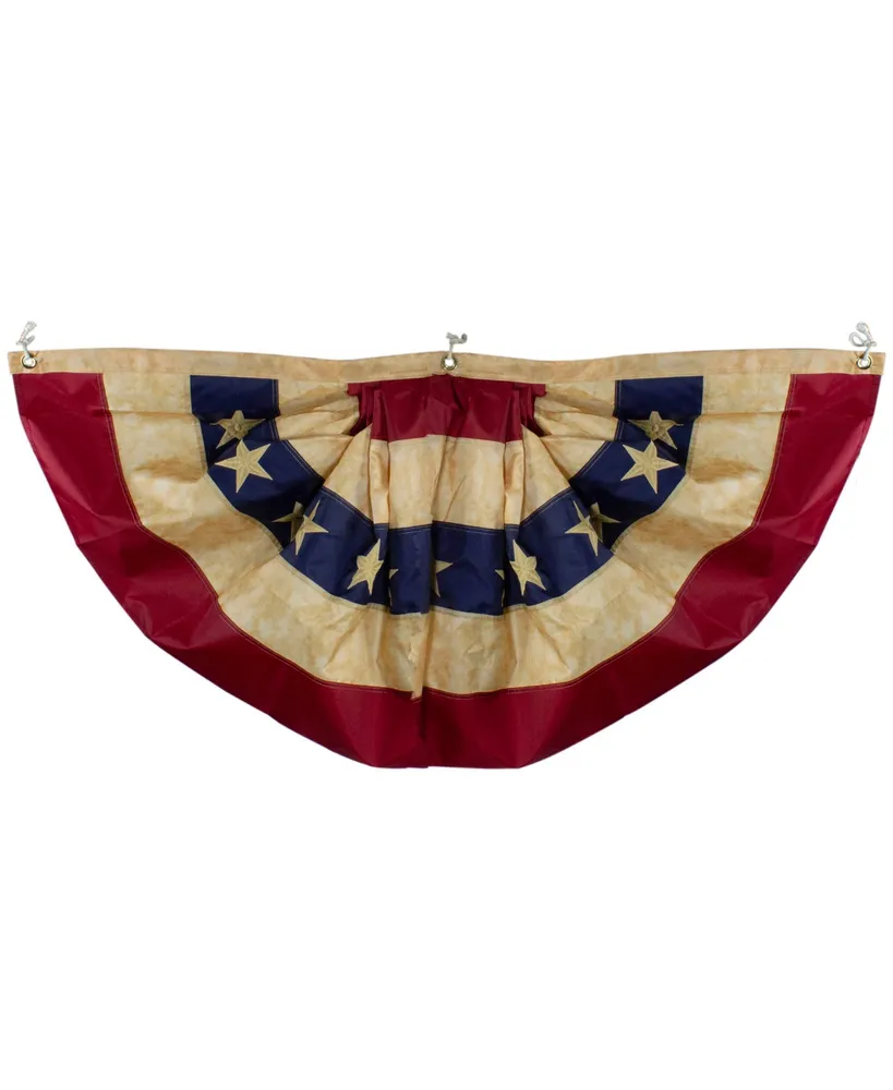 Patriotic Americana Tea-Stained Pleated Bunting Flag 24" x 48"