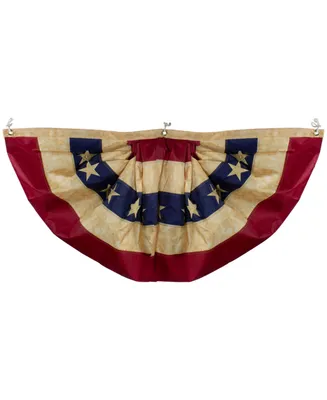 Patriotic Americana Tea-Stained Pleated Bunting Flag 24" x 48"