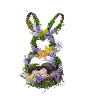 14.5" and Green Artificial Floral Bunny Shaped Basket