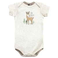 Hudson Baby Boys Unisex Cotton Bodysuits, Forest Deer 3-Pack