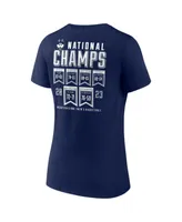 Women's Fanatics Navy UConn Huskies 2023 Ncaa Men's Basketball National Champions Schedule V-Neck T-shirt