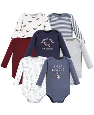 Hudson Baby Baby Boys Cotton Long-Sleeve Bodysuits Dogs 7-Pack - Boy dogs