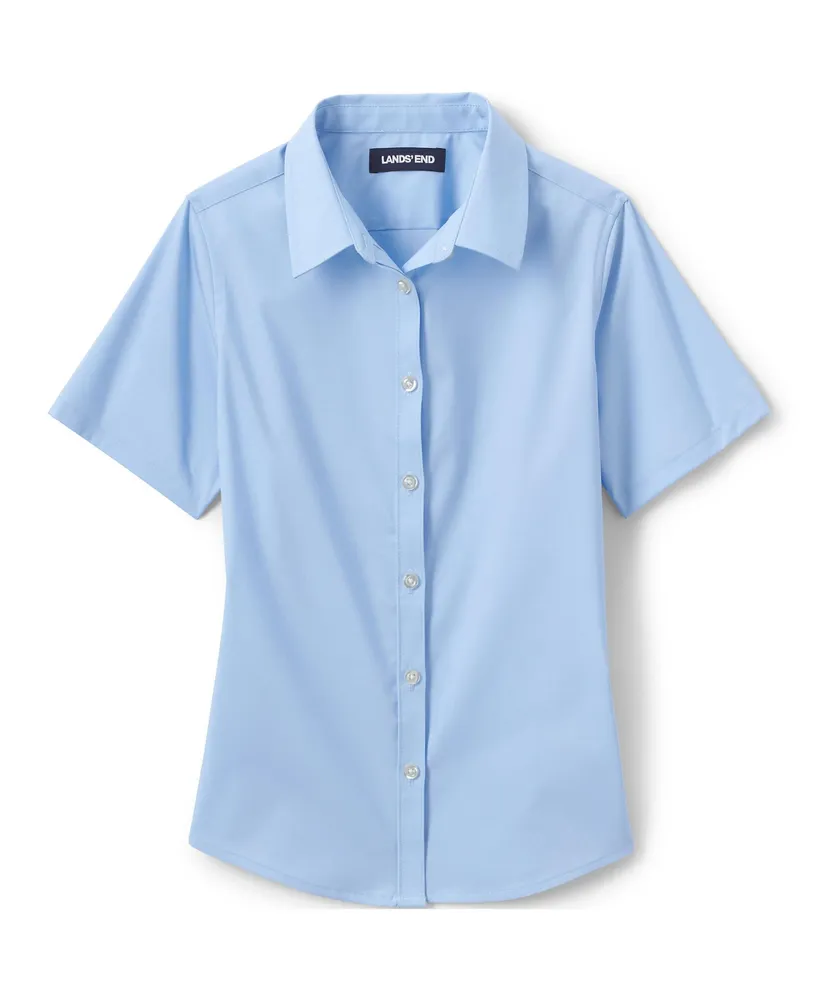 Lands' End Big Girls School Uniform No Gape Short Sleeve Stretch Shirt