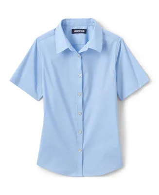 Lands' End Big Girls School Uniform No Gape Short Sleeve Stretch Shirt