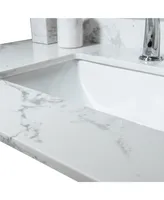 Streamdale Furniture 37 Inch Bathroom Vanity Top Stone Carrara New Style Tops With Rectangle Undermount