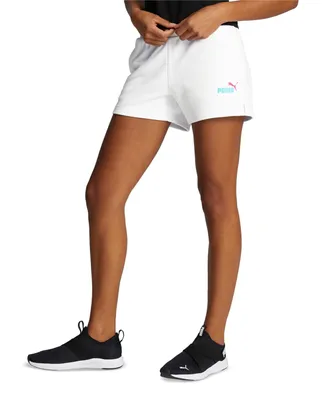 Puma Women's Active Logo Ribbed Waistband Mid-Rise Shorts