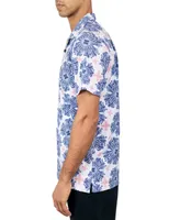 Society Of Threads Men's Regular-Fit Non-Iron Performance Stretch Medallion Print Camp Shirt