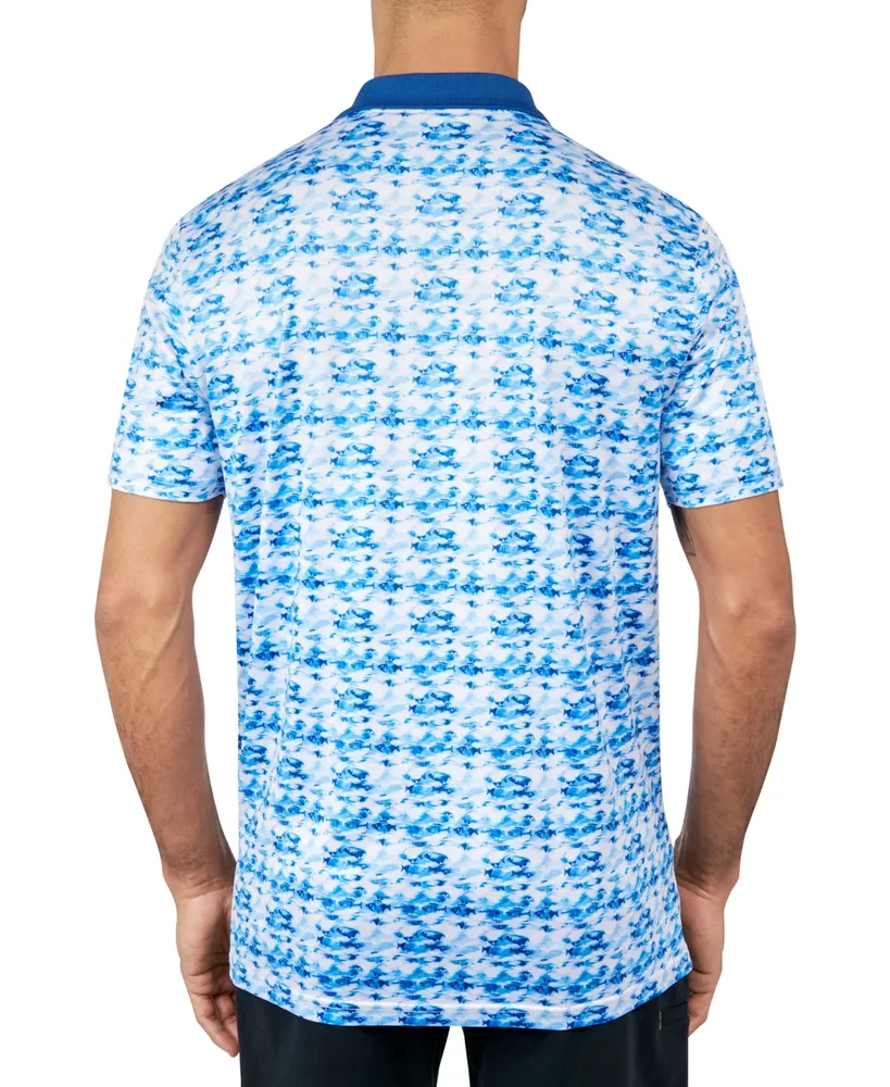 Society Of Threads Men's Regular Fit Fish Print Performance Polo Shirt