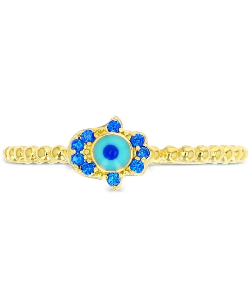 Lab-Grown Spinel (1/10 ct. t.w.) & Enamel Evil Eye Ring