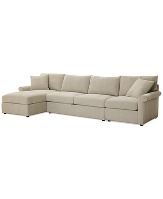 Wrenley 134" 3-Pc. Fabric Sectional Chaise Sofa, Created for Macy's