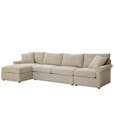 Wrenley 134" 3-Pc. Fabric Sectional Chaise Sofa, Created for Macy's