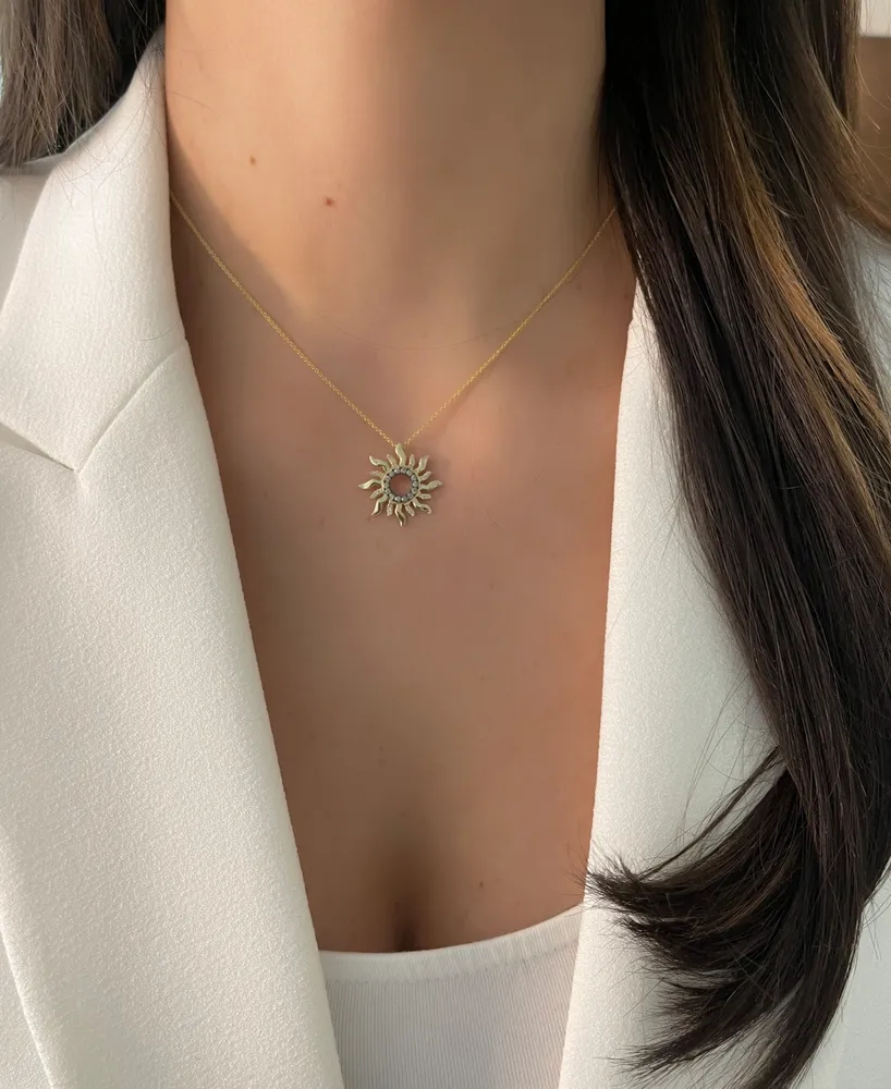 Le Vian Nude Diamond (1/10 ct. t.w.) & Chocolate Diamond (1/6 ct. t.w.) Sun Pendant Necklace in 14k Gold, 18" + 2" extender