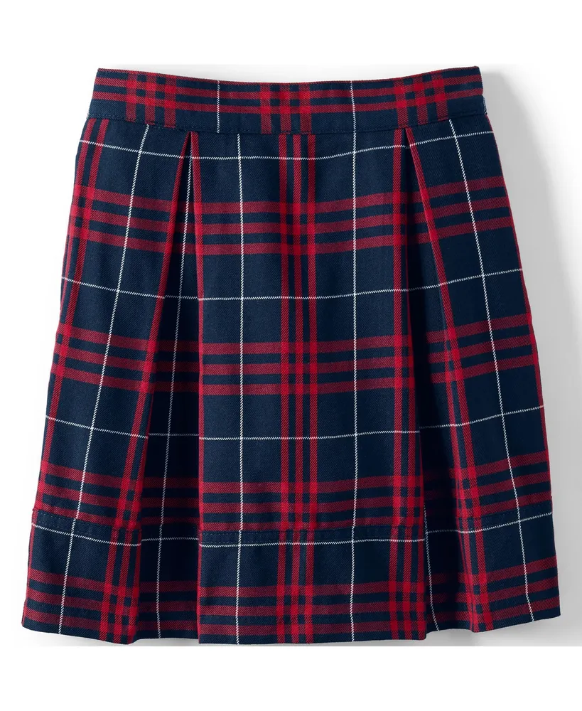 Lands' End Little Girls School Uniform Plaid Pleated Skort Top of Knee