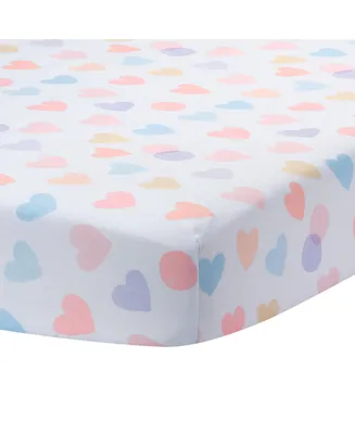 Bedtime Originals Rainbow Hearts White/Peach/Purple Baby Fitted Crib Sheet