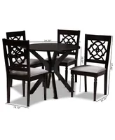 Sadie Modern and Contemporary Fabric Upholstered 5 Piece Dining Set
