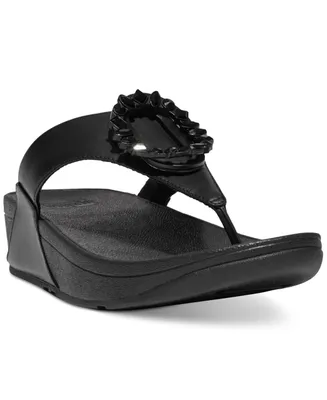 FitFlop Women's Lulu Crystal Circlet Leather Toe Post Sandals