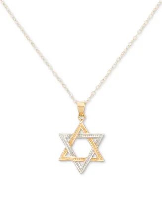 Star Of David 18" Pendant Necklace in 10k Two-Tone Gold - Two