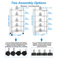 5 Tier Shelf Wire Shelving Unit, Nsf Heavy Duty Wire Shelf Metal Large Storage Shelves Height Adjustable Utility for Garage Kitchen Office Commercial