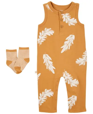 Carter's Baby Boys Feather Jumpsuit and Socks, 2 Piece Set