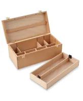 7 Elements Wooden Art Supply Storage Organizer - Large Beechwood Artist Tool Box with Drawer